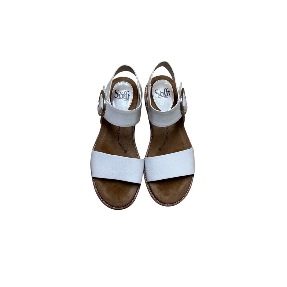 Sofft White Leather Comfort Sandals Womens 7.5M Adjustable Strap